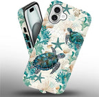 for iPhone 16 Plus Case, HH2 Ocean Sea Turtle Nautical Map Hybrid 2 Layer Hard - Image 2