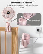 Portable Stroller Mini Fan, Small Rechargeable Personal Cooler w/ 360° Rotation - Image 6