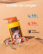 Coolflask Water Bottle with Straw, 32 oz Insulated Metal Water Flask with Straw - Image 2