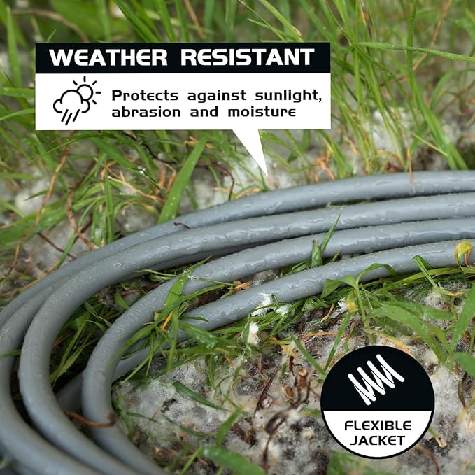 Indoor Outdoor Extension Cord Weatherproof, UL Certified, 16 Gauge 12FT Grey 3 - Image 3