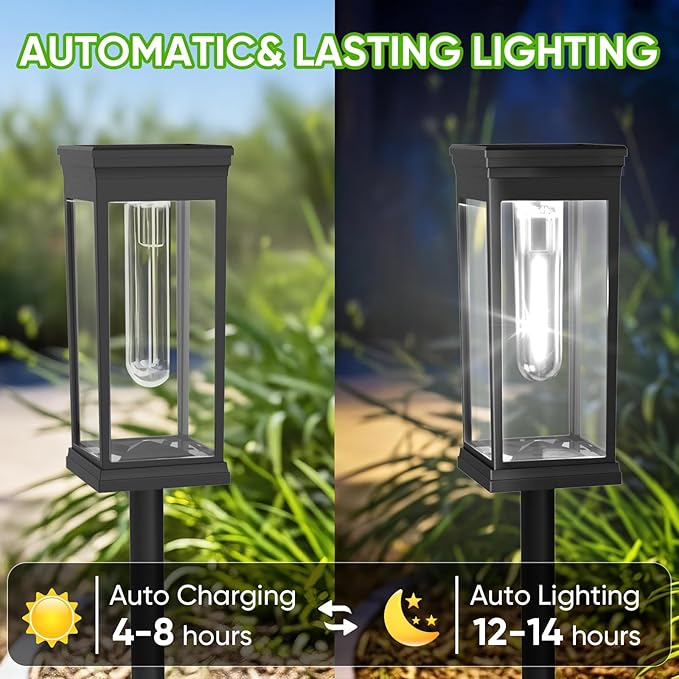 8 Pack Solar Pathway Lights Outdoor, IP65 Waterproof - Image 6