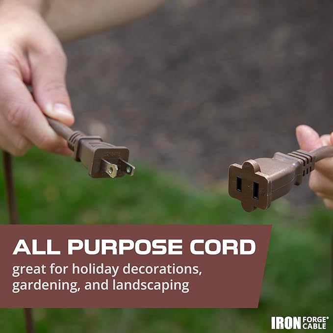 Iron Forge Cable 2 Prong Outdoor Extension Cord 6 ft, 16/2 SJTW 6 Foot Brown - Image 4