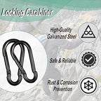 Black Carabiner, Heavy Duty Galvanized Steel Spring Snap Hook Carabiner Clips - Image 3