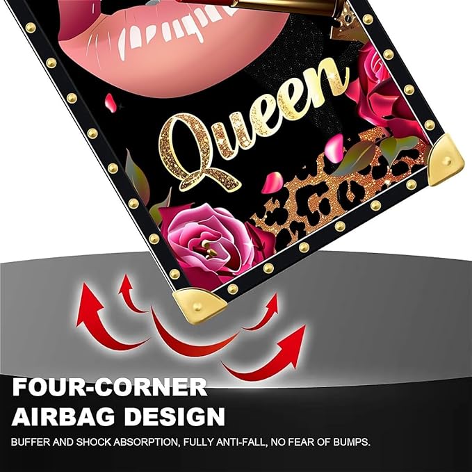 Compatible with iPhone 13 Pro Max Case, Glitter Red Rose Queen Leopard Lipstick - Image 7