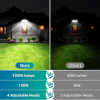 USTELLAR 100W 10000lm Floods Light Outdoor, Switch Controlled LED Security - Image 4