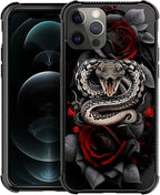for iPhone 11 Pro Max Case, Entwined Rose Snake Pattern Graphic Design Girl Boy by FKBRCL4U