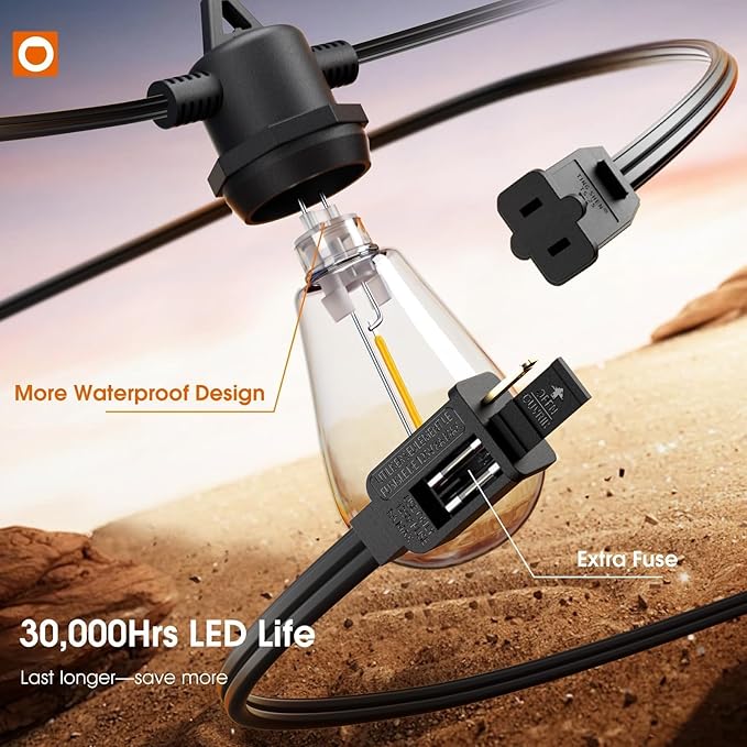 addlon 100FT Outdoor String Lights LED Waterproof Patio Lights - Image 3