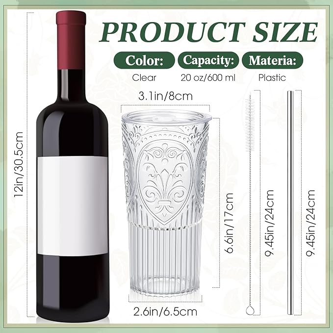 8 Set 20oz Vintage Plastic Tumbler - Image 2