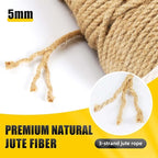 Natural Jute Twine, 5MM x 328FT Jute Rope Roll, Heavy Duty Thick Twine - Image 2