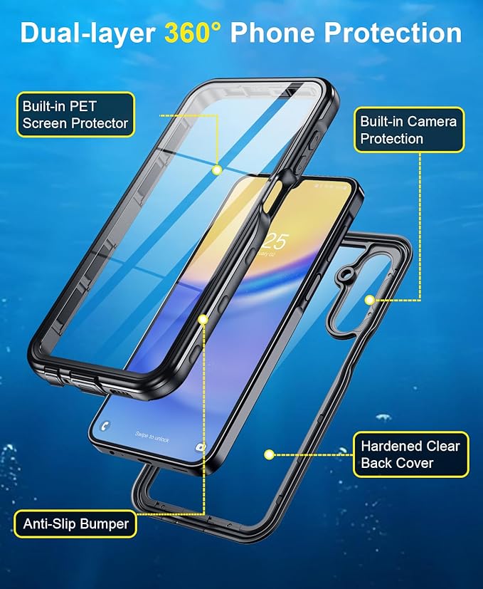 Beasyjoy for Samsung Galaxy A15 5G Case Waterproof, IP68 Underwater - Image 5