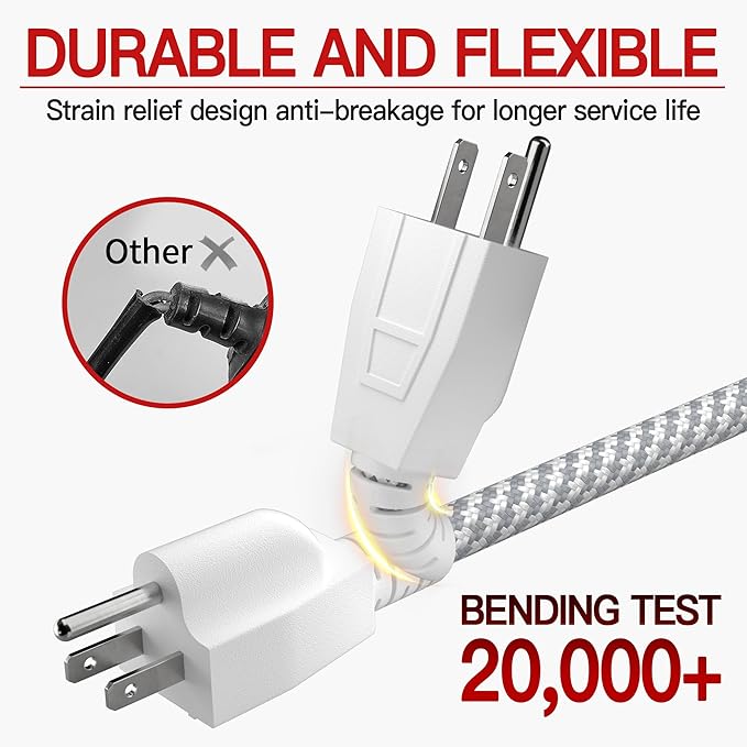 16/3 Braided Extension Cord 15 FT, Braided Extension Cord Flexible & Durable - Image 4