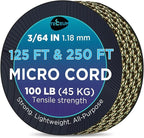 TECEUM Micro Paracord – 1.18 mm X 125 ft – Micro Utility Cord – Thin Braided by TECEUM