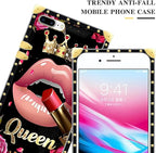 Compatible with iPhone 8 7 SE Case, Glitter Red Rose Queen Leopard Lipstick - Image 4