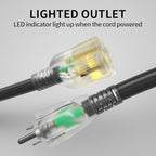 POWGRN 10 Ft 10AWG Black Outdoor Extension Cord Waterproof Heavy Duty 10 Gauge - Image 2
