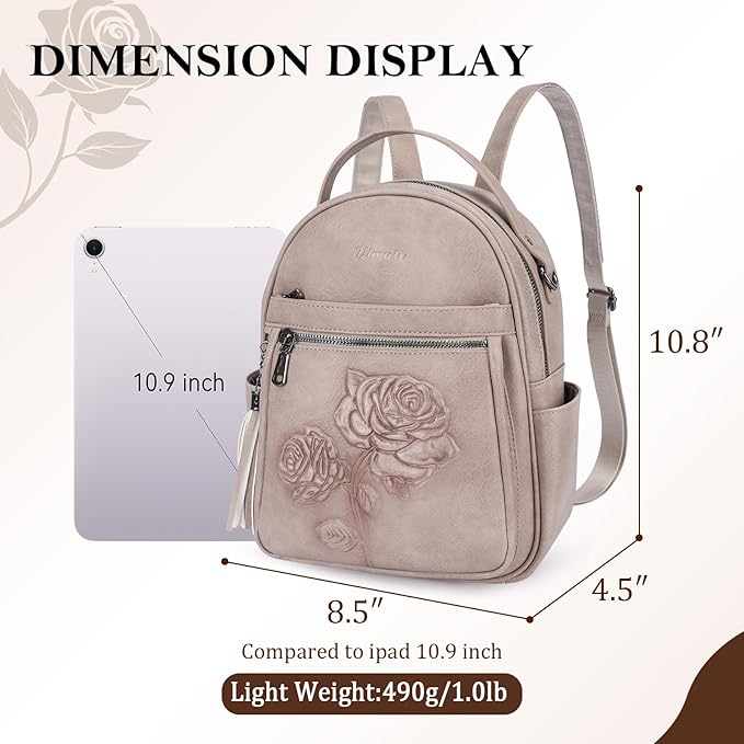 Mini Backpack Purse for Women, Embossed Leather Small Backpack Fashion Travel - Image 3