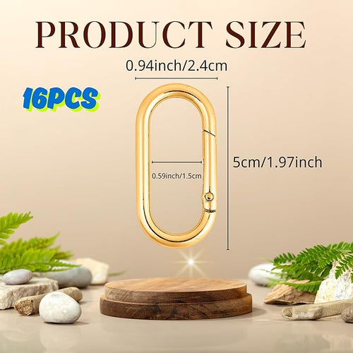 16 Pcs Carabiners Clip, Oval Shape Cute Carabiner Keychain Clip Aluminum Hook - Image 2