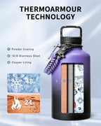 Trebo Water Bottle 64oz with Paracord Handle, Half Gallon Large Vacuum Triple - Image 2