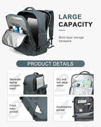 WONHOX Large Travel Backpack Carry on Flight Approved Laptop Work Business - Image 4