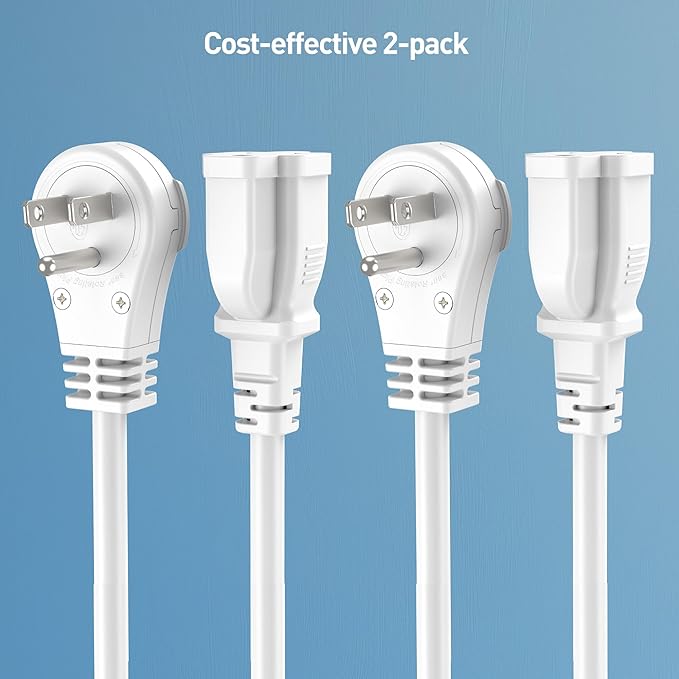 Cable Matters 2-Pack 16 AWG 360° Rotating Flat Plug Extension Cord - 3ft - Image 7