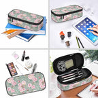 Pink Blooming Flower Pencil Holder Bag Roses Peonies Bouquets Leaves Garden - Image 6