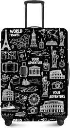 ANNA QUEEN Travel Seamless Pattern Luggage Cover -Stretchable Airplane Suitcase by ANNAQUEEN