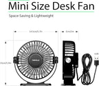 TriPole Desk Fan USB Powered 2 Pack Black Small Portable Fan, 3 Speeds Strong - Image 2