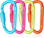 Craebuer 4 Pack Carabiner Clip, 3 inch Aluminum D-Ring Shape Locking Carabiners by Craebuer