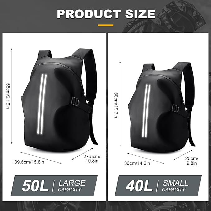 Motorcycle Helmet Backpack, Waterproof Riding Backpacks - Image 3