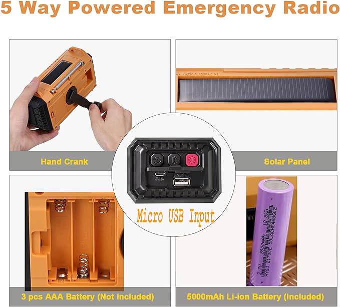 NOAA Weather Radio AM/FM/Shortwave, 5 Way Powered Emergency Radio - Image 5