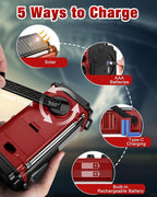10000wAh/37000mWh Emergency Hand Crank Radio, Solar AM FM NOAA Weather Radio - Image 4