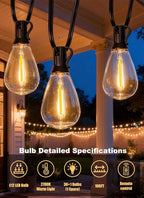 100FT Outdoor String Lights Waterproof, 36+1 Shatterproof S11 LED Bulbs - Image 3