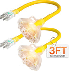 3 ft 12 Gauge Heavy Duty 3 Outlet Extension Cord Splitter by Deeklify