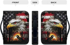 Large Bible Cover Case for Women Men American Flag Wolf Bald Eagle Print PU - Image 2