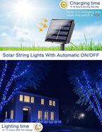 2 Pack Blue and White Solar String Lights Outdoor, 80FT 200 LED Waterproof - Image 4