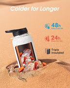 Coolflask Water Bottle with Straw, 32 oz Insulated Metal Water Flask with Straw - Image 2