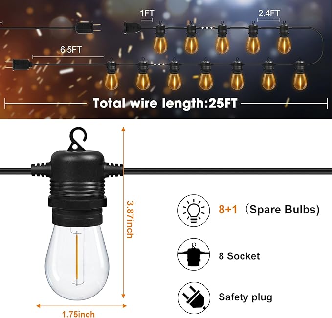 GvvooHome LED Outdoor String Lights 25FT - Image 5