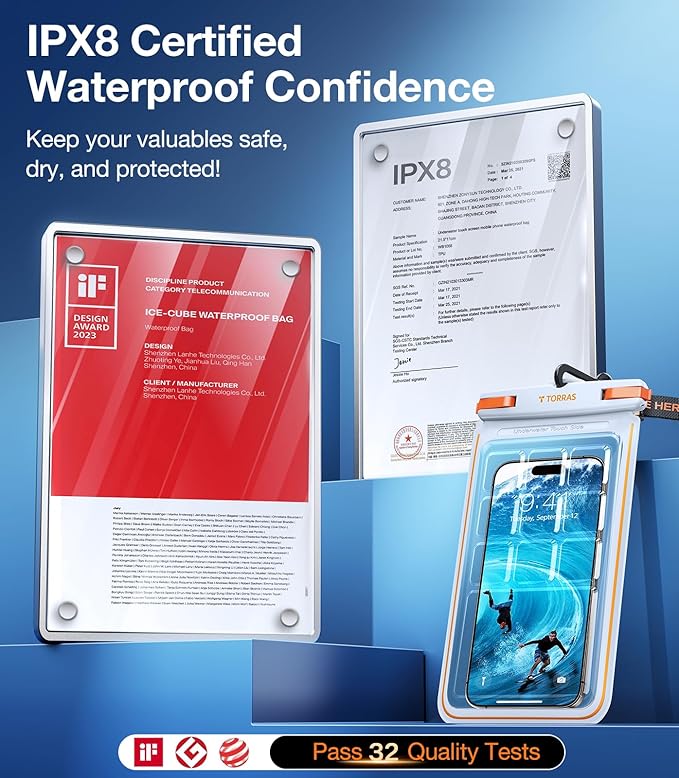 TORRAS 2 Pack IPX8 Waterproof Phone Pouch Floating, Underwater Screen Touchable - Image 2