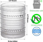 Set of 4 Hobnail Drinking Glasses, 15.2 Oz Romantic Water Glasses, Cocktail - Image 5