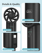 Portable Handheld Fan with Power Bank, 3 IN 1 USB Rechargeable Mini Personal - Image 7