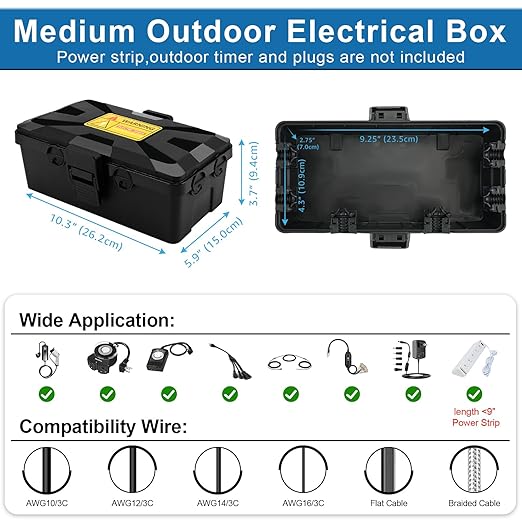 NineLeaf Outdoor Electrical Box Waterproof, Medium Weatherproof Electrical Box - Image 5