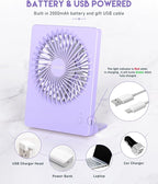 Zuvas Desk Fan Battery Operated Fan Rechargeable 180°Tilt Folding Personal Fan - Image 4