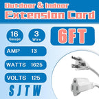 Indoor Outdoor Extension Cord 6 FT, 16/3 SJTW Weatherproof Grey Electrical Cords - Image 2