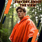 10 Pack Emergency Ponchos with Polyester Film Blanket Liner Waterproof - Image 3