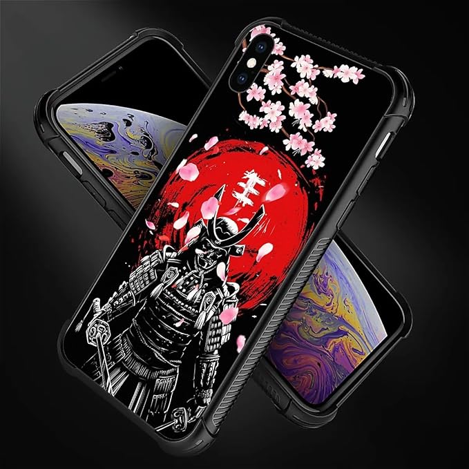 for iPhone X/Xs Case, Sakura Japanese Samurai Pattern Graphic Design Girl Boy - Image 4
