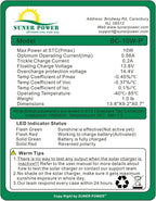 SUNER POWER 10W 12V Solar Battery Charger Maintainer, Built-in Smart MPPT - Image 5