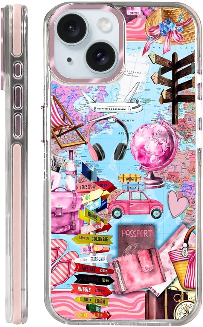 Case for iPhone 15, Cover Holiday Trip World Map Phone Case Design，for Women by Toulas
