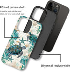 for iPhone 16 Pro Max Case, HH2 Ocean Sea Turtle Nautical Map Hybrid 2 Layer - Image 3