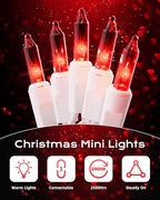 Brightown Red Mini String Lights, 100-Count 26.5ft Incandescent Bulb - Image 7