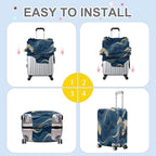 ANNA QUEEN Ocean Wave Luggage Cover, Elegant Blue Flow Line Design Suitcase - Image 6