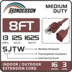 8FT Brown Outdoor Extension Cord-16/3 SJTW Durable Extension Cord - Image 2
